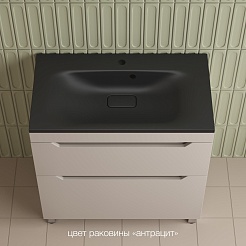 Style Line Тумба с кварцевой раковиной антрацит Остин 80 крем – фотография-2